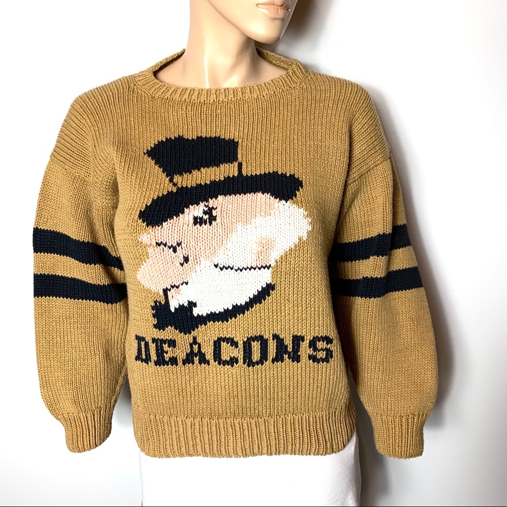 Varsity Deacons Mustard Crewneck Sweater with Black Graphic